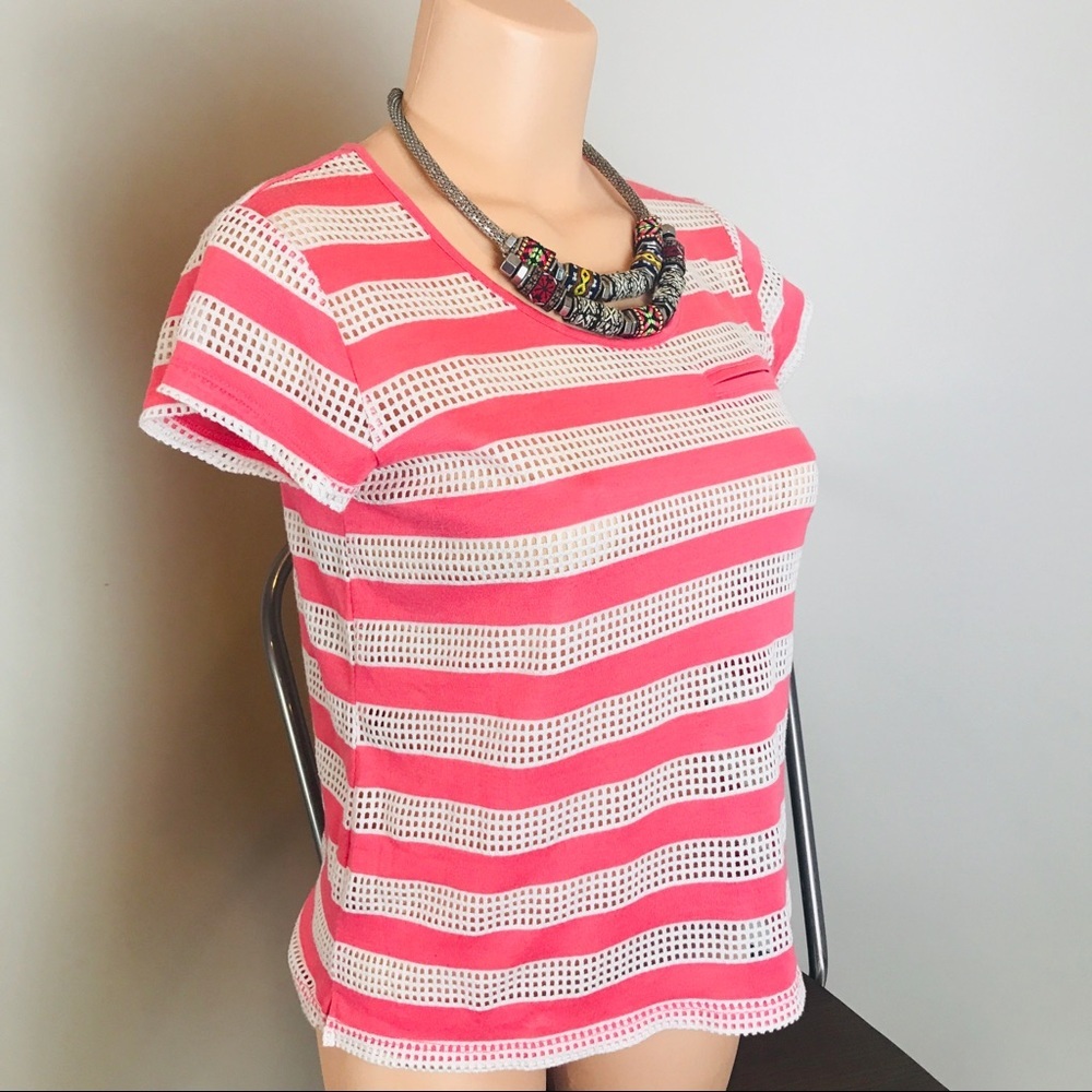 2/$14 Converse Mesh White & Coral Tee XS - Picture 4 of 8